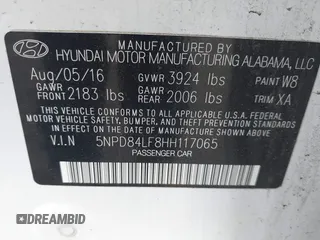 2017 Hyundai Elantra Limited z VIN 5NPD84LF8HH117065, wystawiony jako IAAI lot #42160413 z przebiegiem 107 525 mil mil oraz . Historia ofert i sprzedaży dostępna na DreamBid. Obrazek 9.