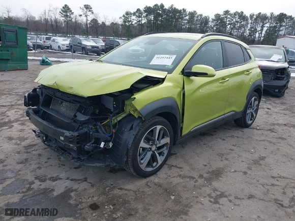 2020 Hyundai Kona Ultimate with VIN KM8K5CA5XLU520690, listed as a IAAI auction lot 41292445 with 64,724 mi miles. Bid and sale history available at carsss.com. Image 2.