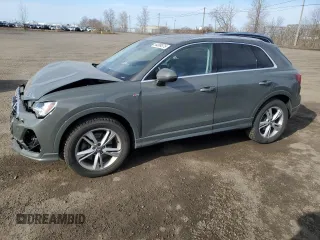 2020 Audi Q3 S line Premium Plus with VIN WA1EECF33L1077240, listed as a Copart auction lot 54389575 with 56,825 mi miles and Salvage title. Bid and sale history available at DreamBid. Image 1.
