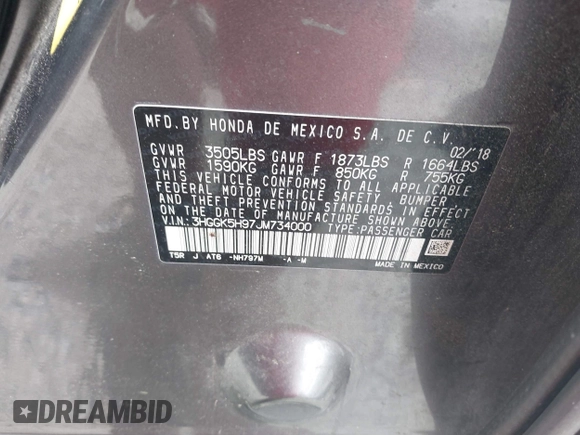 2018 Honda Fit EX-L with VIN 3HGGK5H97JM734000, listed as a IAAI auction lot 42280711 with 45,367 mi miles and . Bid and sale history available at DreamBid. Image 9.