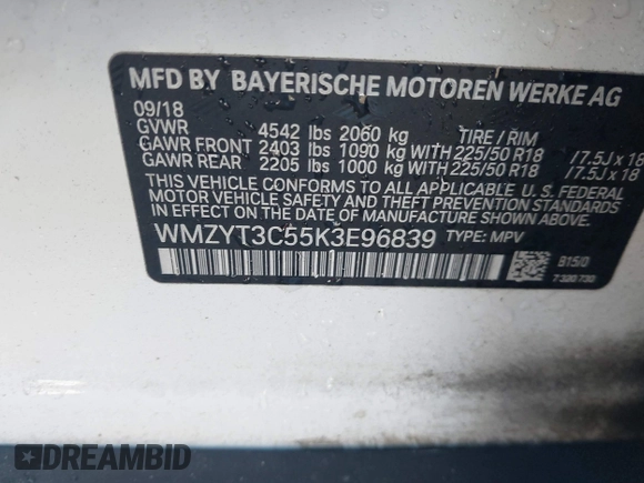 2019 MINI Countryman Cooper S with VIN WMZYT3C55K3E96839, listed as a IAAI auction lot 41478815 with 40,756 mi miles and . Bid and sale history available at DreamBid. Image 9.