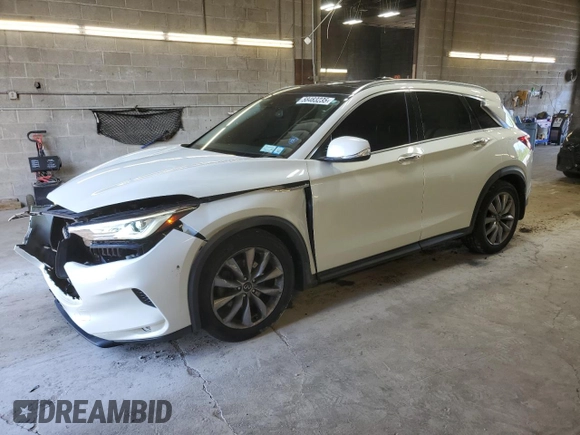 2020 Infiniti QX50 Luxe with VIN 3PCAJ5M3XLF112054, listed as a Copart auction lot 58483235 with 49,815 mi miles and Salvage title. Bid and sale history available at DreamBid. Image 1.
