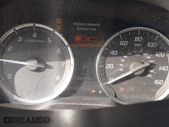 2014 Acura MDX with VIN 5FRYD3H21EB004595, listed as a IAAI auction lot 41653065 with 184,289 mi miles. Bid and sale history available at carsss.com. Image 7.