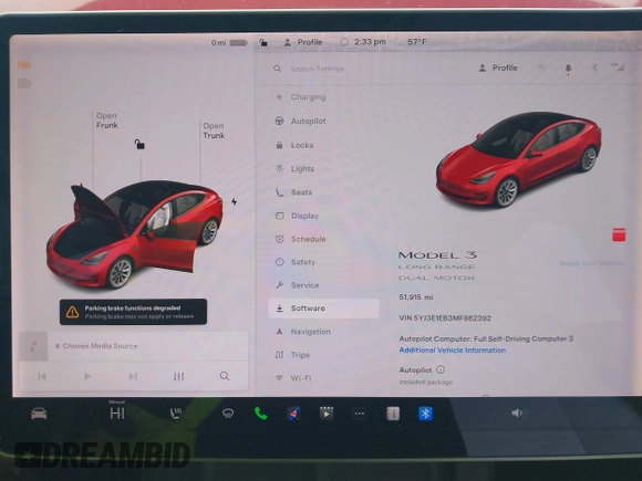 2021 Tesla Model 3 Long Range with VIN 5YJ3E1EB3MF862392, listed as a IAAI auction lot 41765987 with 51,915 mi miles and . Bid and sale history available at DreamBid. Image 7.