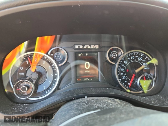 2020 Ram 1500 Big Horn with VIN 1C6SRFFT3LN329731, listed as a Copart auction lot 62726445 with 28,834 mi miles and Salvage title. Bid and sale history available at DreamBid. Image 9.