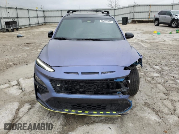 2022 Hyundai Kona N Line with VIN KM8K3CA33NU907847, listed as a Copart auction lot 80837034 with 34,788 mi miles and Salvage Title. Bid and sale history available at carsss.com. Image 5.
