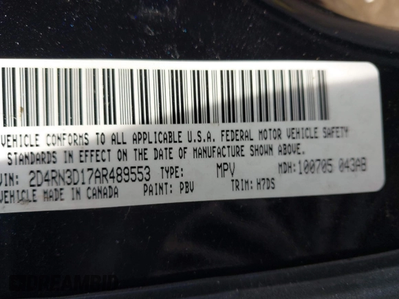 2010 Dodge Grand Caravan Hero with VIN 2D4RN3D17AR489553, listed as a IAAI auction lot 41441219 with 158,630 mi miles and . Bid and sale history available at DreamBid. Image 9.