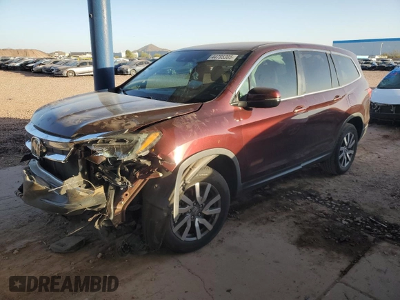 2021 Honda Pilot EX z VIN 5FNYF5H38MB017617, wystawiony jako Copart lot #44785305 z przebiegiem 75 879 mil mil oraz Szkoda całkowita • Salvage title. Historia ofert i sprzedaży dostępna na DreamBid. Obrazek 1.
