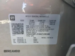 2022 GMC Acadia Denali with VIN 1GKKNPLS5NZ138186, listed as a Copart auction lot 44057255 with 0 mi miles and Salvage Title. Bid and sale history available at carsss.com. Image 15.