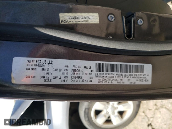 2016 Jeep Compass 75th Anniversary with VIN 1C4NJCBB2GD716954, listed as a Copart auction lot 48696415 with 0 mi miles and Salvage Title. Bid and sale history available at carsss.com. Image 13.