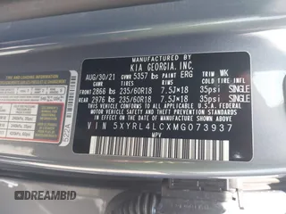 2021 Kia Sorento S with VIN 5XYRL4LCXMG073937, listed as a IAAI auction lot 42595810 with 71,507 mi miles and . Bid and sale history available at DreamBid. Image 9.