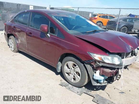2013 Honda Civic LX with VIN 2HGFB2F58DH587747, listed as a IAAI auction lot 41862922 with 38,797 mi miles and . Bid and sale history available at DreamBid. Image 1.