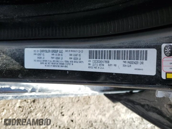 2014 Chrysler 200 Limited with VIN 1C3CCBCG0EN179938, listed as a Copart auction lot 43925905 with 0 mi miles and Salvage Title. Bid and sale history available at carsss.com. Image 12.