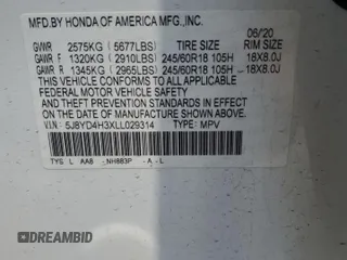 2020 Acura MDX z VIN 5J8YD4H3XLL029314, wystawiony jako Copart lot #58384655 z przebiegiem 59 365 mil mil oraz Szkoda całkowita • Salvage title. Historia ofert i sprzedaży dostępna na DreamBid. Obrazek 12.