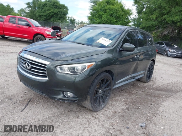 2013 Infiniti JX35 with VIN 5N1AL0MN8DC301195, listed as a IAAI auction lot 41886277 with 189,743 mi miles and . Bid and sale history available at DreamBid. Image 2.