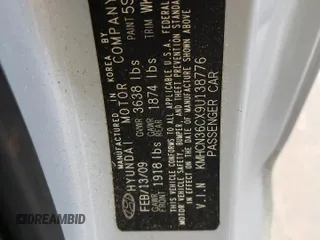 2009 Hyundai Accent Auto SE with VIN KMHCN36CX9U138776, listed as a Copart auction lot 72062814 with 103,174 mi miles and Clean Title. Bid and sale history available at carsss.com. Image 13.