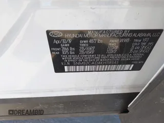 2019 Hyundai Santa Fe SE with VIN 5NMS2CAD4KH118545, listed as a IAAI auction lot 41686797 with 54,108 mi miles and . Bid and sale history available at DreamBid. Image 9.