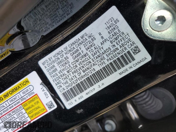 2024 Honda Civic Sedan Sport with VIN 2HGFE2F55RH521218, listed as a Copart auction lot 48577725 with 33,056 mi miles and Salvage Title. Bid and sale history available at carsss.com. Image 14.