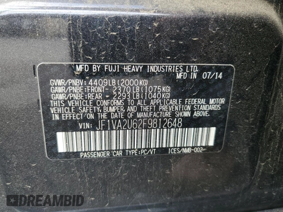2015 Subaru WRX STI Limited z VIN JF1VA2U62F9812648, wystawiony jako Copart lot #51293345 z przebiegiem 40 905 mil mil oraz Szkoda całkowita • Salvage title. Historia ofert i sprzedaży dostępna na DreamBid. Obrazek 14.