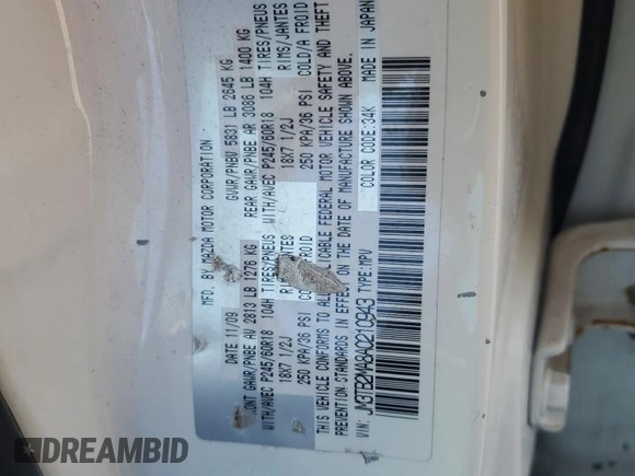 2010 Mazda CX-9 Touring with VIN JM3TB2MA8A0210943, listed as a Copart auction lot 86631524 with Not Provided miles and Salvage Title. Bid and sale history available at carsss.com. Image 13.
