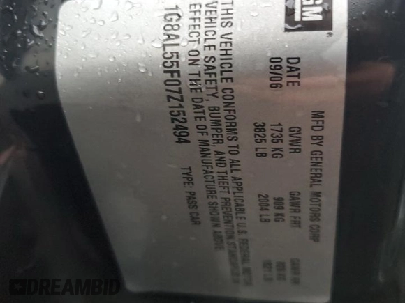 2007 Saturn ION ION 3 z VIN 1G8AL55F07Z152494, wystawiony jako Copart lot #84252954 z przebiegiem 224 259 mil mil oraz Szkoda całkowita • Salvage title. Historia ofert i sprzedaży dostępna na DreamBid. Obrazek 14.