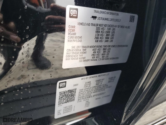 2023 GMC Sierra 1500 Denali Ultimate with VIN 1GTUUHEL1PZ119317, listed as a Copart auction lot 79717174 with 28,667 mi miles and Salvage Title. Bid and sale history available at carsss.com. Image 15.