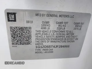 2018 Chevrolet Malibu LT z VIN 1G1ZD5ST4JF284966, wystawiony jako IAAI lot #41503355 z przebiegiem 99 181 mil mil oraz . Historia ofert i sprzedaży dostępna na DreamBid. Obrazek 9.