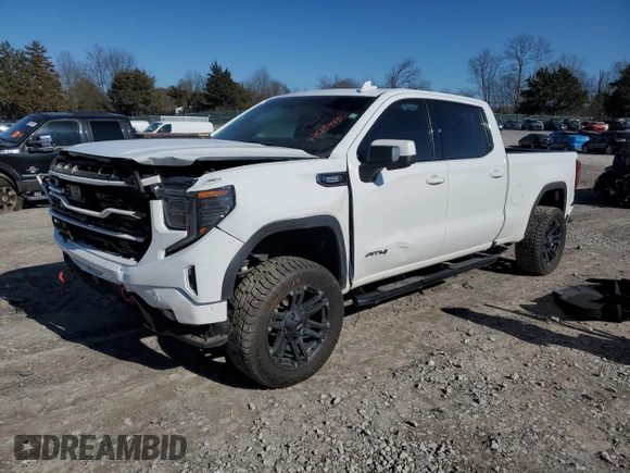 2023 GMC Sierra 1500 AT4 with VIN 3GTUUEE81PG231674, listed as a Copart auction lot 44615465 with 35,569 mi miles and Salvage title. Bid and sale history available at DreamBid. Image 1.