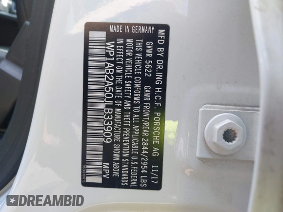 2018 Porsche Macan S with VIN WP1AB2A50JLB33909, listed as a IAAI auction lot 42392836 with 89,328 mi miles and . Bid and sale history available at DreamBid. Image 9.