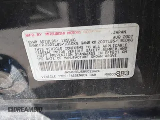 2008 Mitsubishi Lancer GTS z VIN JA3AU86U68U029426, wystawiony jako IAAI lot #41747832 z przebiegiem 183 830 mil mil oraz . Historia ofert i sprzedaży dostępna na DreamBid. Obrazek 9.