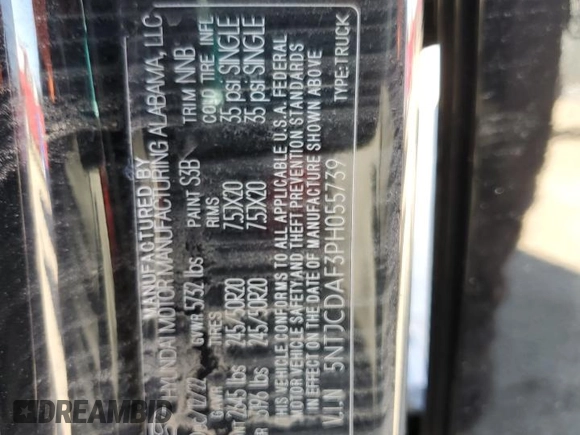 2023 Hyundai Santa Cruz Night Edition z VIN 5NTJCDAF3PH055739, wystawiony jako Copart lot #45106975 z przebiegiem Nie podano mil oraz Szkoda całkowita • Salvage title. Historia ofert i sprzedaży dostępna na DreamBid. Obrazek 12.
