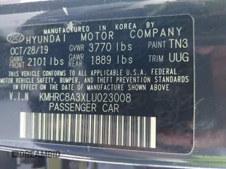 2020 Hyundai Venue SEL with VIN KMHRC8A3XLU023008, listed as a IAAI auction lot 41930278 with 64,551 mi miles. Bid and sale history available at carsss.com. Image 9.