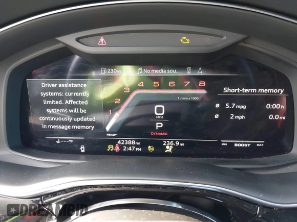 2022 Audi SQ8 Premium Plus with VIN WA1AWBF1XND024105, listed as a IAAI auction lot 41543471 with 42,388 mi miles and . Bid and sale history available at DreamBid. Image 7.