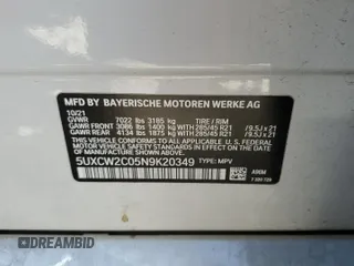 2022 BMW X7 xDrive40i with VIN 5UXCW2C05N9K20349, listed as a Copart auction lot 48778145 with 53,626 mi miles and Salvage Title. Bid and sale history available at carsss.com. Image 13.