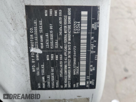 2011 Ford Transit Connect XLT with VIN NM0LS7BN8BT044173, listed as a Copart auction lot 44245605 with 226,334 mi miles and Salvage title. Bid and sale history available at DreamBid. Image 13.