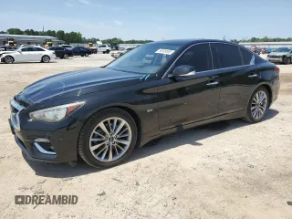 2018 Infiniti Q50 Luxe with VIN JN1EV7AP5JM352595, listed as a Copart auction lot 56908695 with 166,102 mi miles and Salvage title. Bid and sale history available at DreamBid. Image 1.