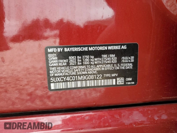 2021 BMW X6 sDrive40i z VIN 5UXCY4C01M9G08122, wystawiony jako Copart lot #44947865 z przebiegiem 90 011 mil mil oraz Szkody całkowita. Historia ofert i sprzedaży dostępna na DreamBid. Obrazek 15.
