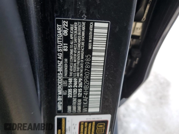 2023 Mercedes-Benz C 300 with VIN W1KAF4HB2PR078985, listed as a Copart auction lot 45559535 with 11,155 mi miles and Salvage Title. Bid and sale history available at DreamBid. Image 12.