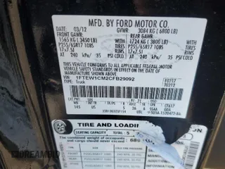 2012 Ford F-150 XL with VIN 1FTEW1CM2CFB29092, listed as a Copart auction lot 43718415 with 165,364 mi miles and Salvage Title. Bid and sale history available at carsss.com. Image 14.