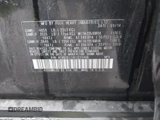 2015 Subaru Outback Limited with VIN 4S4BSELC6F3233406, listed as a IAAI auction lot 42335735 with 114,096 mi miles and . Bid and sale history available at DreamBid. Image 8.