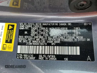 2013 Lexus RX 350 with VIN 2T2BK1BA0DC196219, listed as a Copart auction lot 60864725 with 83,319 mi miles and Salvage title. Bid and sale history available at DreamBid. Image 14.