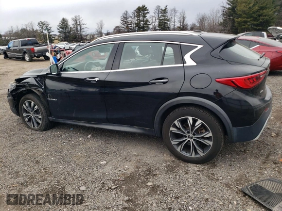 2018 Infiniti QX30 Luxury with VIN SJKCH5CR8JA057438, listed as a Copart auction lot 46756635 with 61,255 mi miles and Salvage title. Bid and sale history available at DreamBid. Image 2.