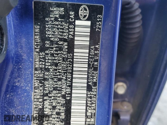 2015 Toyota Camry XLE with VIN 4T1BF1FK8FU927315, listed as a Copart auction lot 79970004 with 147,786 mi miles and Salvage Title. Bid and sale history available at DreamBid. Image 14.