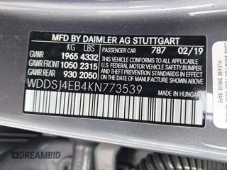 2019 Mercedes-Benz CLA 250 с VIN WDDSJ4EB4KN773539, выставлен на аукционе IAAI как лот 42299213 с пробегом 55 007 миль миль и . История ставок и продаж доступна на DreamBid. Изображение 9.