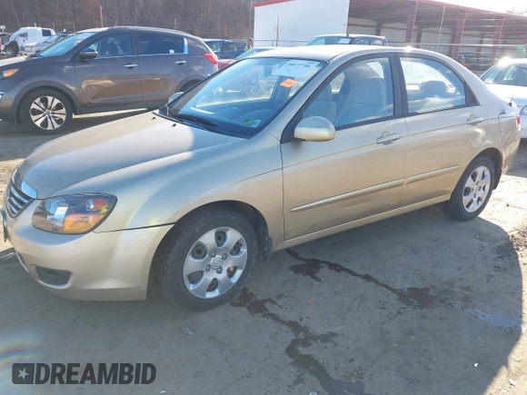 2009 Kia Spectra EX with VIN KNAFE222595666726, listed as a IAAI auction lot 40677796 with 25,305 mi miles. Bid and sale history available at carsss.com. Image 2.