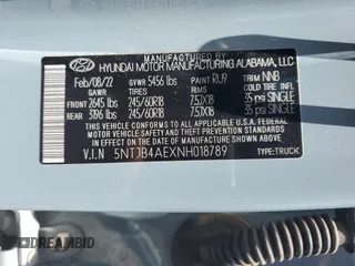 2022 Hyundai Santa Cruz SEL with VIN 5NTJB4AEXNH018789, listed as a Copart auction lot 61260335 with 74,992 mi miles and Salvage title. Bid and sale history available at DreamBid. Image 12.