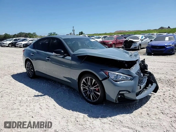 2024 Infiniti Q50 Red Sport 400 with VIN JN1FV7DP7RM660055, listed as a Copart auction lot 49555715 with 8,431 mi miles and Non repairable. Bid and sale history available at DreamBid. Image 10.