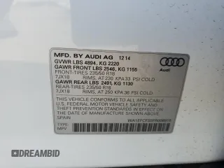 2015 Audi Q3 Premium Plus with VIN WA1EFCFS5FR008916, listed as a Copart auction lot 46449625 with 129,480 mi miles and Salvage title. Bid and sale history available at DreamBid. Image 12.