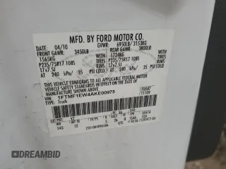 2010 Ford F-150 XL with VIN 1FTMF1EW4AKE00975, listed as a Copart auction lot 86004554 with 290,849 mi miles and Non Repairable. Bid and sale history available at DreamBid. Image 12.