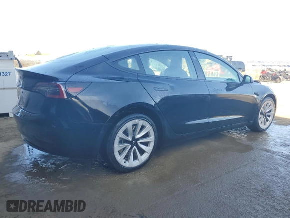 2022 Tesla Model 3 with VIN 5YJ3E1EA2NF190723, listed as a Copart auction lot 46470015 with 108,626 mi miles and Salvage Title. Bid and sale history available at DreamBid. Image 3.